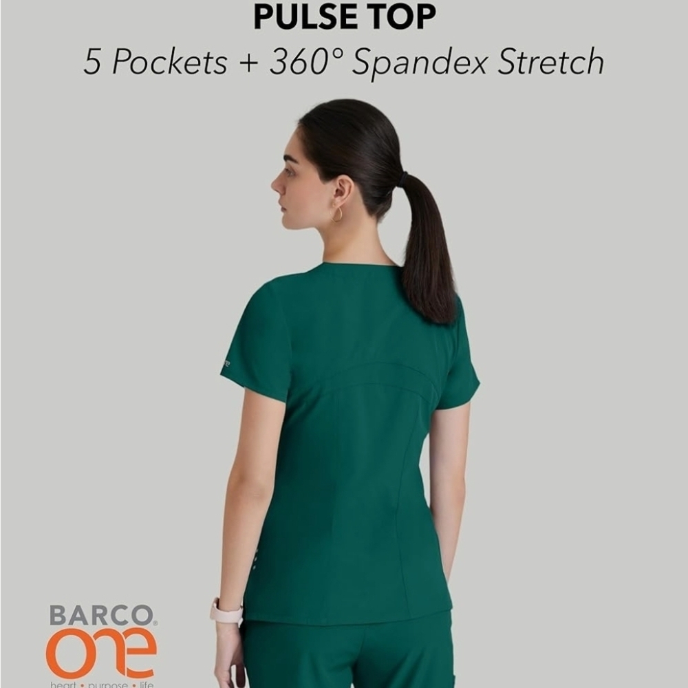 Women's V-Neck Scrub Top - Green - Picture 2 of 13